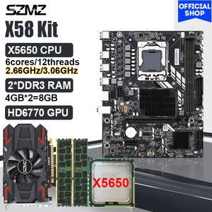 Lga1366 toptan satış-SZMZ X58 Anakart Xeon Kiti ile Video Kartı HD GB ile X5650 CPU GB DDR3 RAM Placa Mae LGA1366 PC Montaj Kiti PlateF