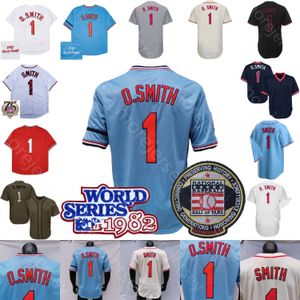 Ozzie Smith Jersey vintage 1992 1982 WS Hall of Fame Patch Red Navy Mesh Hof 75th Creme Black Baby Blue