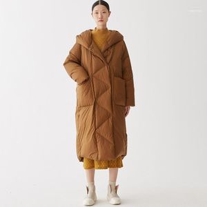 Women's Down Parkas 2022 Listning Huven Kvinnor Lång pufferjacka Casual Winter Thicken Cotton Kvinnliga modemärke Värma kläder Luci