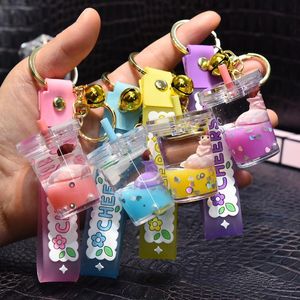 Keychains kreative Prinzessin Erfrischungsgetränk Schlüsselbund hochwertiger Bubble Tee Acryl flüssiger Öltropfen Dekompression Schmuckwäsche