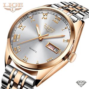 Lige New Wose Gold White Ladies Watch 캐주얼 패션 쿼츠 시계 Ladies Top Brand Luxury Femininbox 201123