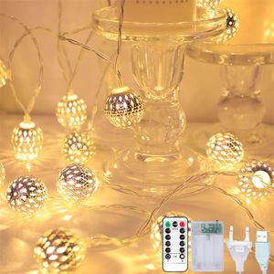 Strings Moroccan Ball LED Fairy Lights String Christmas Bedroom Living Room Garland Lamp Chain Home Wedding Garden Decor Party OutdoorLED St