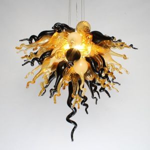Amber Black Color Nordic Pendant Light Lamp Blown Glass Design Deco Led Hanging Light Fixtures Bedroom Modern Luminaire Suspension 24 by 20 Inches