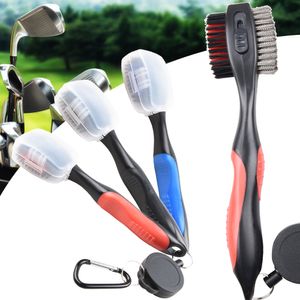 1Pc Golf Brush Club Cleaner Tool Hook to Bag Belt Cleaning Shoe Brush 2Sides Putter Woods Iron Wedge Ball Groove Clubs Drop