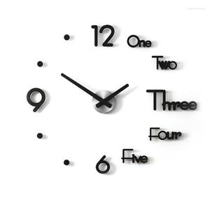 Wanduhren Quarz Kreative DIY Uhr Modernes Design Uhr Stille Acryl Wohnzimmer Aufkleber Schwarz Reloj De Pared Wohnkultur DL60WC