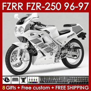 Corpo OEM per YAMAHA FZR250RR FZR250-R FZR-250R FZR250R 96-97 Carrozzeria 144No.119 FZR-250 FZR250 R RR 1996 1997 FZRR FZR 250R 250RR FZR 250 R RR 96 97 Carenatura bianco grigio nero