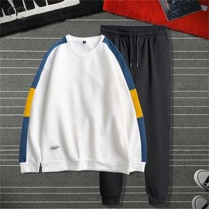 Patchwork Men Hoodies Set Fashion Autumn Brand Casual Tracksuit Mens Set Sportswear 2 Piece Hoodie Pant Male Sweatsuit 4XL 201210