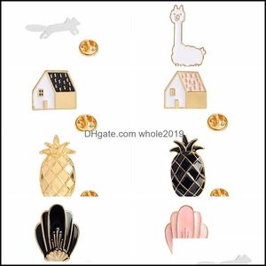 Pins Brooches Pine Alpaca Flowers Houses Shaped Fashion Jewelry Accessories Women Gifts Drop Delivery 2021 Pins Tgyqu