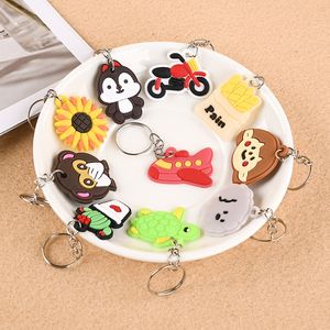 100pcs Keychains Cartoon Anime Party Favor Cute Silicone PVC Keychain Pendants Key Protective Case with Metal Ring for Party Supply Baby Shower Charm Decoration