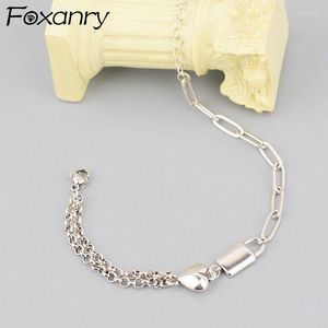 Link Chain 925 Stamp Bracelets Fashion Hip Hop Vintage Couples Creative Splicing LOVE Heart Lock Party Jewelry GiftLink Lars22