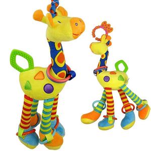 Sacolas para bebês girafas animais handbells casca de pelúcia de desenvolvimento infantil de bebê lidar com brinquedos infantis com teether bebê brinquedo 220531