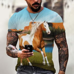 Camisetas masculinas Beautiful Horse Animal 3D Impressão, camiseta feminina, Moda de verão Harajuku Top casual, roupas unissex