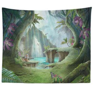 Fairy Castle Cogumelo Rugs de parede Bohemian Telas decorativas de decoração de jardim para mural J220804