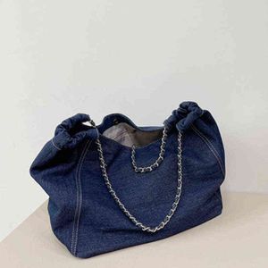 Denim axel handväska för kvinna axel väska crossbody casual jeans väskor kvinnor handväskor denim shoppingväska 220511