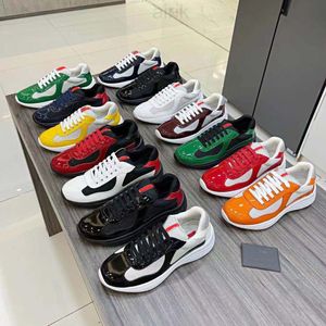 2022 America Cup Sneakers Designer Men Shoes Patent Leather Shoes Mesh Nylon Runner Trainers Green Yellow Outdoor Casual Shoes 17 Colors
