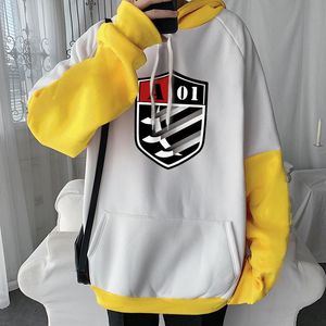 Men's Hoodies & Sweatshirts Harajuku Print Women Aesthetics Overszie Hoodie Men Winter Warm Long Sleeve Streetwear Casual Loose Patchwork Sw