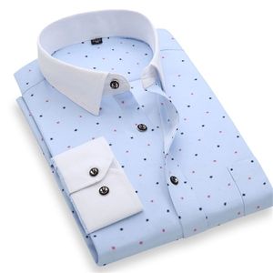 Camicie casual stampate da uomo di moda per giovani Camicie casual da uomo a maniche lunghe, morbide, sottili, leggere, vestibilità regolare, primavera, floreale 220401