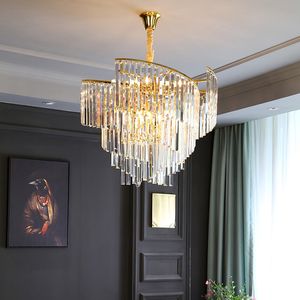 Lustre de sala de estar, lâmpada de cristal de luxo leve, moderna atmosfera criativa minimalista, sala de jantar e lâmpadas de quarto