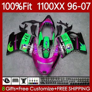 Rekin Pink Ciało wtryskowe dla Honda CBR1100 CBR 1100xx 1100 XX CC 114NO.110 BlackBird CBR1100XX 1996 1997 1998 1999 2000 2001 2002 2003 2004 2004 2005 2006 2007 Owalnia