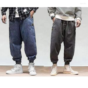 Männer Jeans Cargo Hosen Männer Lose Gerade Bein Elastische Taille Casual Mund Mann Kleidung Breite Knöchel-Länge Hosen männer Heat22