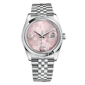 High Quality Asian Watch 2813 Sports Automatic Mechanical Ladies Watchs 36mm Pink Pattern Dial Fashion Luxury Digital Watch 116200 Folding Buckle wristWatch