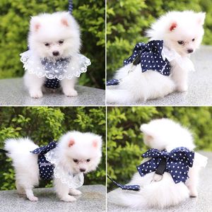 Dog Collars & Leashes Sweet Harness Beautiful Lace Cat Leash Bow Knot Chest Strap Collar Pet Supplies Accessories Red BowDog