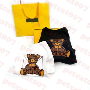 Bear Print Pet T Shirt Dog Apparel Letter Logo Pets Tops Trendy Dogs Clothes Pure Cotton