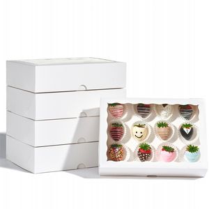 Schokoladenherzboxen. großhandel-Schokolade bedeckte Erdbeeren Boxen behandeln Bäckereiverpackungen für zerbrechliche Herzen und Kekse Kakkes Gebäck und Backwaren
