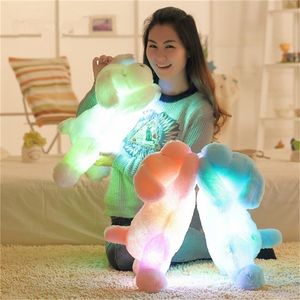 50CM Colorful Luminous Teddy Dog LED Light Plush Pillow Cushion Kids Toys Stuffed Animal Doll Birthday Gift for Child 220329