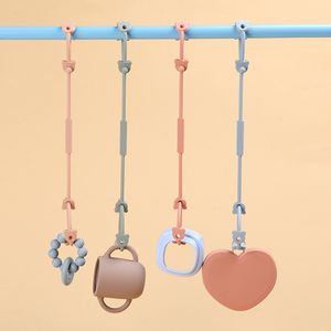 Anti Lost Silicone Baby Pacifier Holder Chain Bear Shape Sensory Toy Teething Ring Strap Stretchable Adjustable for Strollers High Chair Cribs