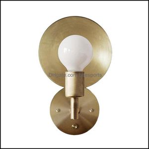 Lampada da parete Home Deco El Supplies Giardino Qualità Ottone Cono Sconce Rame Braccio ad angolo Apparecchio Camera da letto minimalista Corridoio Soggiorno Interno