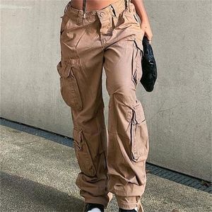 Tawnie Y2K Cargo Pants 여성용 헐렁한 바지 가을 스트리트웨어 요정 오버 사이즈 바지 빈티지 캐주얼 한 느슨한 스웨트 팬츠 220815