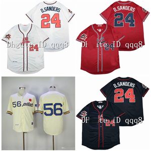 NA85 1969 Seattle Pilots Jim Bouton Jerseys 24 Deion Sanders Red White Blue Vintage Retro Baseball Jerseys