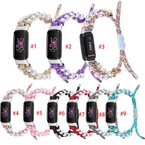 Cinta de corda trançado para Fitbit Luxe Pearl Pulseira Weave Strap Mulheres Homens Watchband Ajustável Substituição Pulseira Acessórios Smart