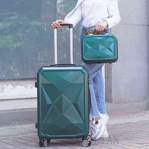 '' Inch Rolling Bagage Set Travel resväska spinnhjul vaggarväska fodral diamant silver kvinnor j220708 j220708