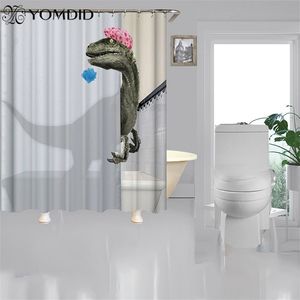 Cartoon Shower Curtain Rolig badrum Polyesterduk 3D -tryckning med 12st Hooks Home Decor 220429