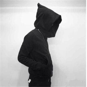 Hoodies Men zipper Cardigan harajuku black sweatshirts hip hop swag style skateboard streetwear Cloak Hooded jacket coat 220816