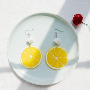 Summer Harts Fresh Lemon Orange Slice Drop örhängen Kvinnor Akrylfruktsmycken x9fd dingle ljuskrona
