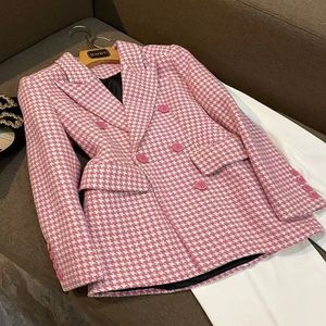 T098 feminino feminino blazers marca maré marca de alta qualidade designer de moda retro jeito de casaco xadrez de traje de terno leão leão de peito belas