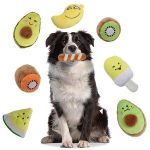 Hundpipande leksaker Söta fyllda plyschfrukter Snacks och grönsaker Kattleksaker för valp Små medelstora husdjur