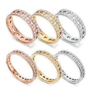 925 Sterling Silver Lovers Ring Hollowed out design Sparkling Round with Cz Rings Rose And Gold Color luxury Jewellry for Women Men Rings Fashion Jewelry