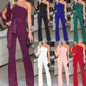 Tute da donna Pagliaccetti Tuta monospalla da donna Pagliaccetto Body Office Lady Party Ladies Summer Clubwear Pantaloni lunghi PantsWo