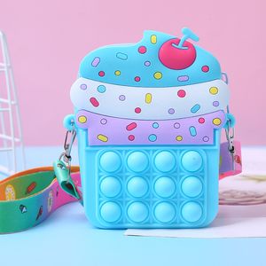 かわいいアイスクリームシリカゲルハンドバッグコイン財布ファッション素敵なポッピングそのバッグフィジェットおもちゃの子供ギフトアンチストレススクイーズトイ5pcs/