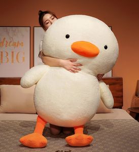 Giant Soft Duck Plush Toy Toy Big Goose Doll Bed com travesseiro para dormir Presente de aniversário infantil Decoração de menina 100cm 120cm DY10063