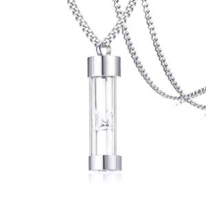 Funnel Openable Glass Vial Necklace Stainless Steel Urn Hourglass Memorial Ash Keepsake Cremation Pendants Collar Jewelry Y220523