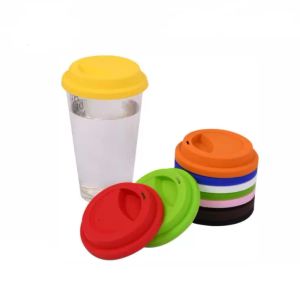 9cm Silicone Cup Lid Reusable Porcelain Coffee Mug Spill Proof Caps Milk Tea Cups Cover Seal Lids DH98