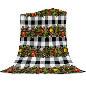 Blankets Christmas Berries Pine Cones Throw Blanket For Beds Microfiber Flannel Warm Sofa Bedding Bedspread Gifts