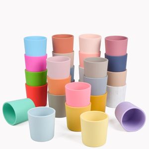 Alimento para crianças Silicone Water Cup de cor sólida alimentação anti -queda de leite copos de leite simples porte de mesa 3 8xl e3