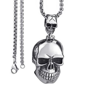 Pendant Necklaces Men's High Quality Metal Large Double Skull Biker Necklace