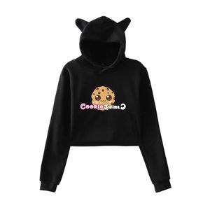 Felpe con cappuccio da donna Felpe con cappuccio CookieSwirlC Premium Logo Pullover Felpa con cappuccio Merch For Girls Cat Ear Crop Top YouthWomen's